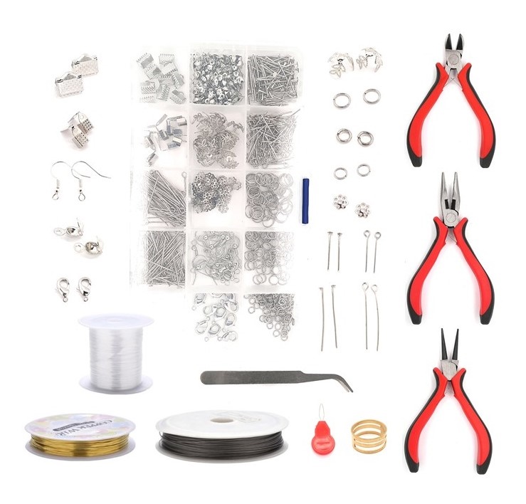 Staright Jewelry Making Kit Diy Earring Making Kit With Earring Hooks Pins  Wire Lobster Clasps Pliers Accessories Bracelet Handcraft Tool Jewelry Repa